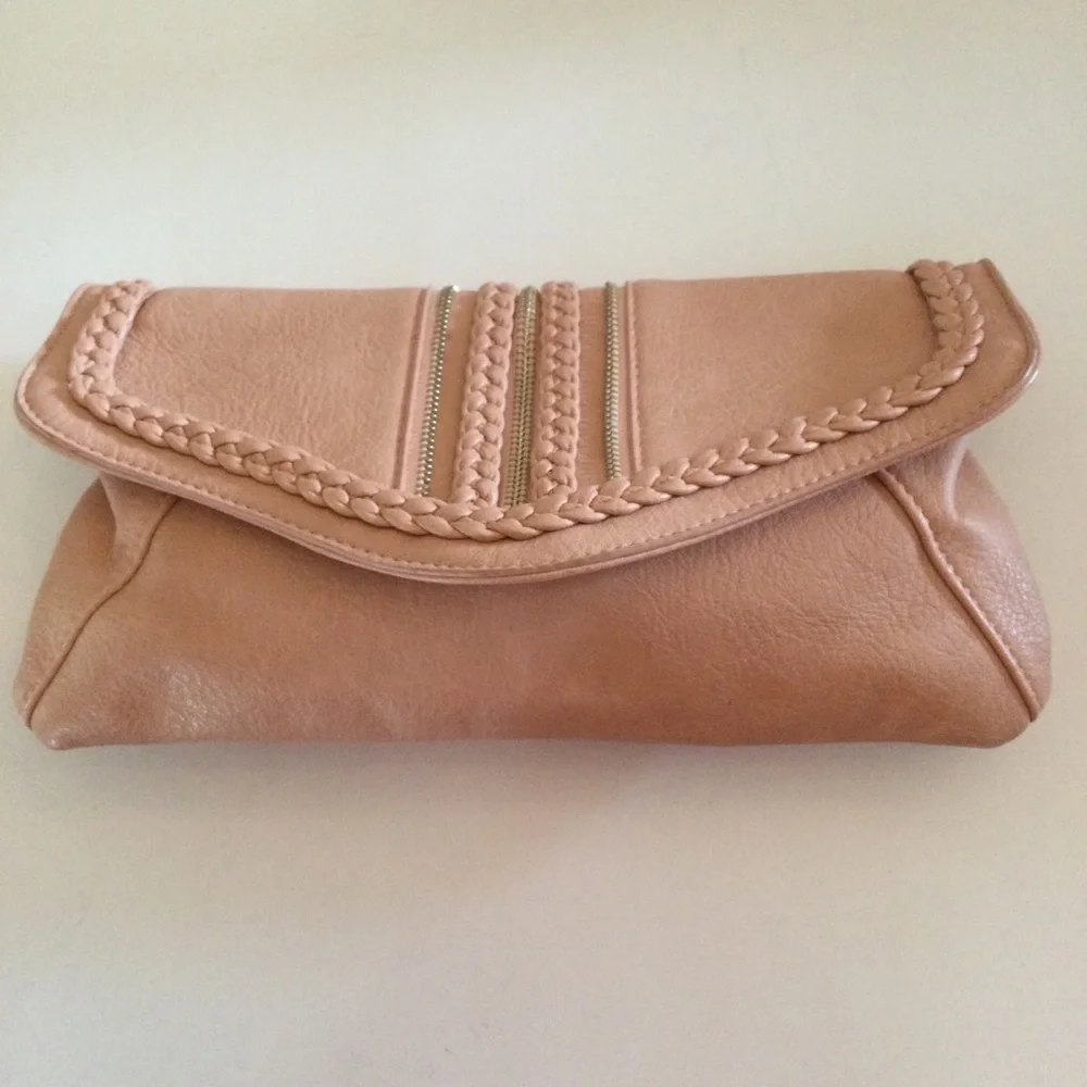 Urban Expressions Certified Vegan Dark Peach Color Snap Clutch Beautiful Bag